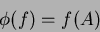 \begin{displaymath}\phi(f)=f(A)
\end{displaymath}