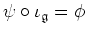 $ \psi\circ \iota_\mathfrak{g}=\phi$