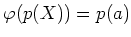 $ \varphi(p(X))=p(a)$