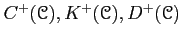 $ C^+(\mathcal{C}), K^+(\mathcal{C}), D^+(\mathcal{C})$