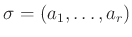 $ \sigma=(a_1,\dots,a_r)$