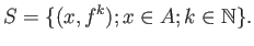 $\displaystyle S=\{ (x ,f^k); x\in A; k\in \mathbb{N}\}.
$