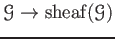 $\displaystyle \mathcal G \to \operatorname{sheaf}(\mathcal G)
$