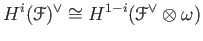 $\displaystyle H^i(\mathcal F)^{\vee}\cong
H^{1-i}(\mathcal F^{\vee}\otimes \omega)
$