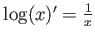 $ \log(x)' =\frac{1}{x}$