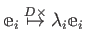 $\displaystyle \mathbbm e_i \overset{D\times}{\mapsto } \lambda_i \mathbbm e_i
$