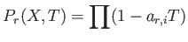 $\displaystyle P_r(X,T)=\prod (1-a_{r,i} T)
$