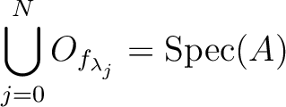 $\displaystyle \bigcup_{j=0}^N O_{f_{\lambda_j}}=\operatorname{Spec}(A)
$